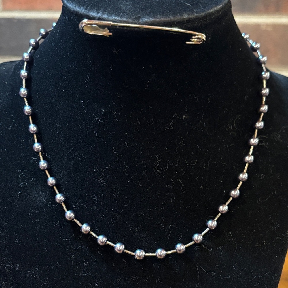 Elegant 925 Sterling Silver 4.9mm dyed Culture Pearl Necklace 16 inches